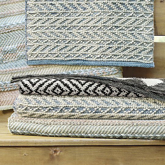 CompanyC Herringbone Berber Chevron Handmade Flatweave Blue/White Area